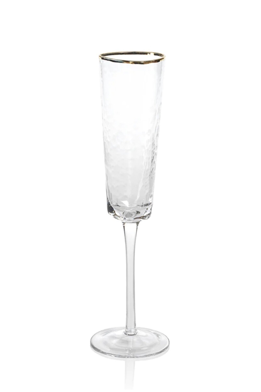 APERITIVO TRIANGULAR CHAMPAGNE FLUTE- CLEAR W/ GOLD RIM