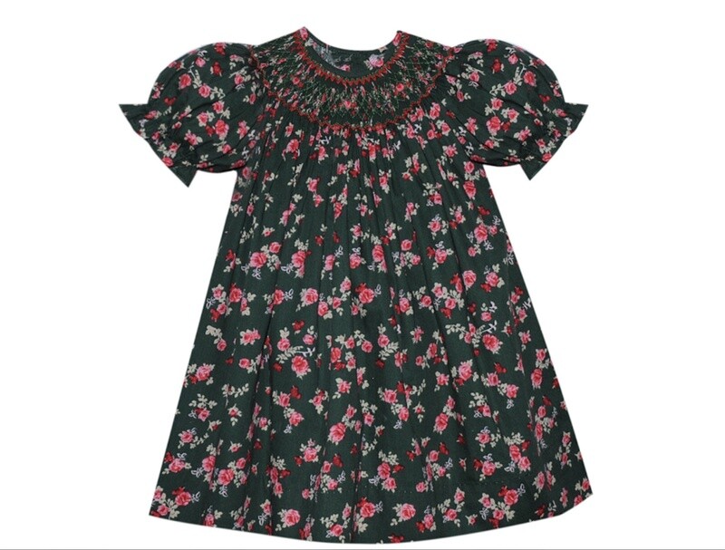 SAVANNAH BISHOP DRESS RED FLOWERS
