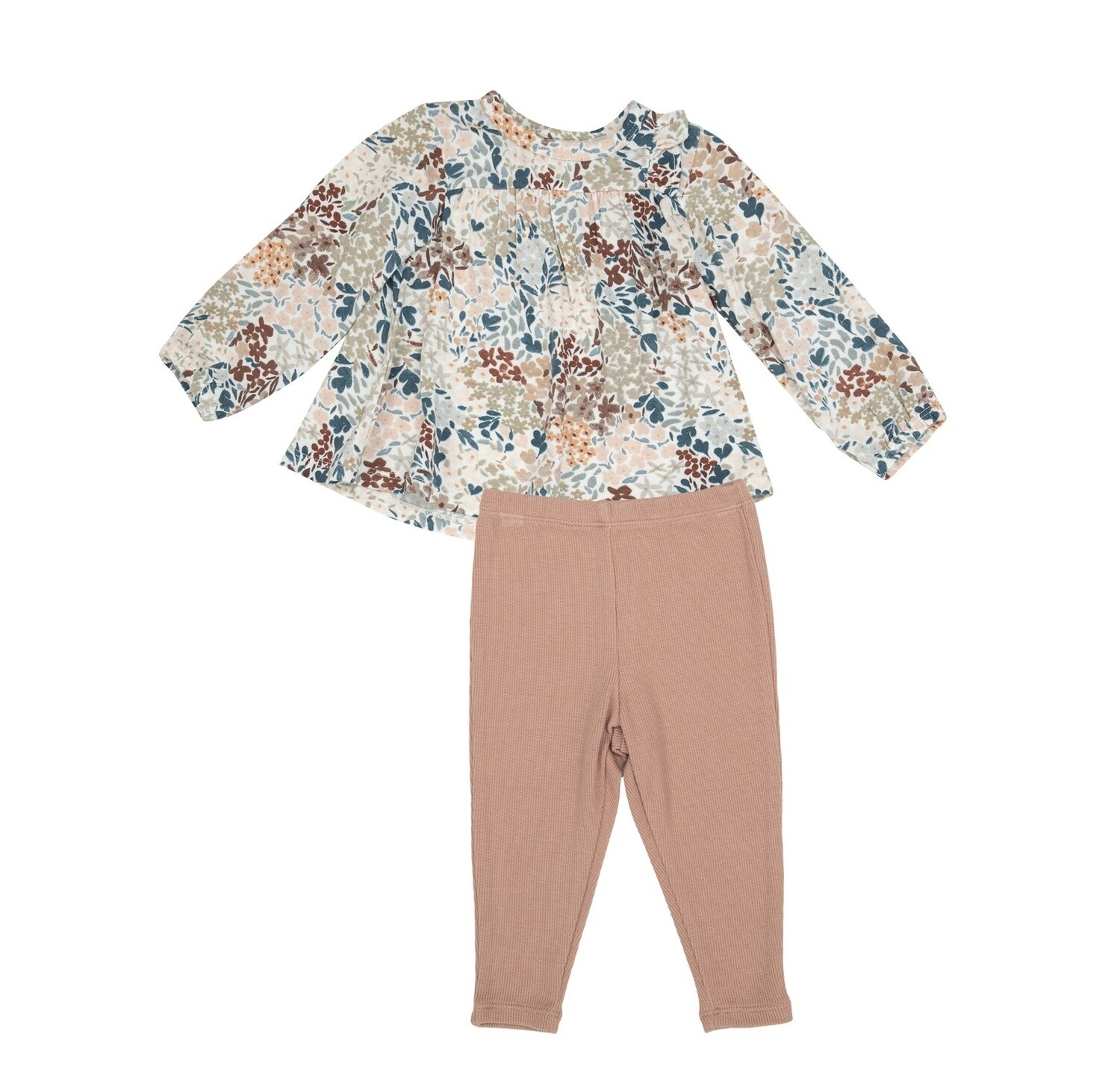 PAINTED FALL FLORAL SIDE RUFFLE TUNIC &amp; LEGGING