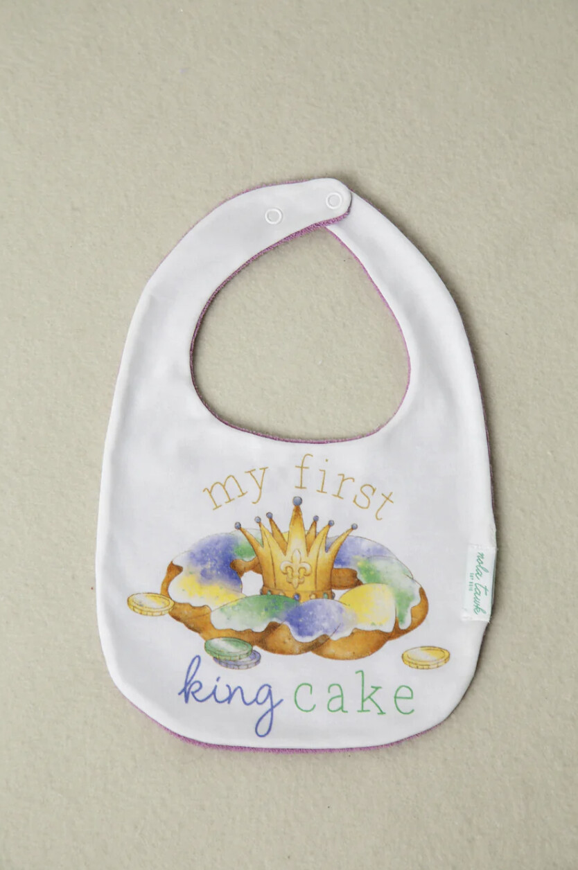MY FIRST KING CAKE ORGANIC COTTON BABY BIB