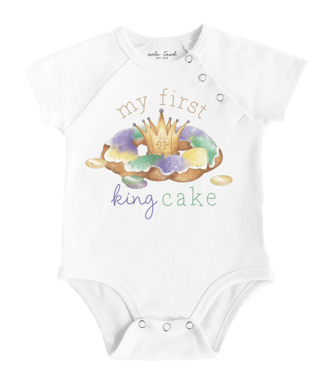 MY FIRST KING CAKE ORGANIC COTTON BABY ONESIE