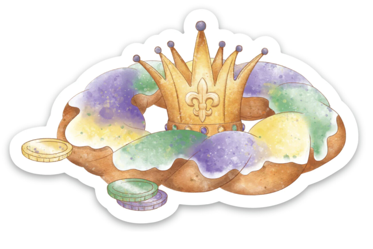 KING CAKE DIE CUT STICKER