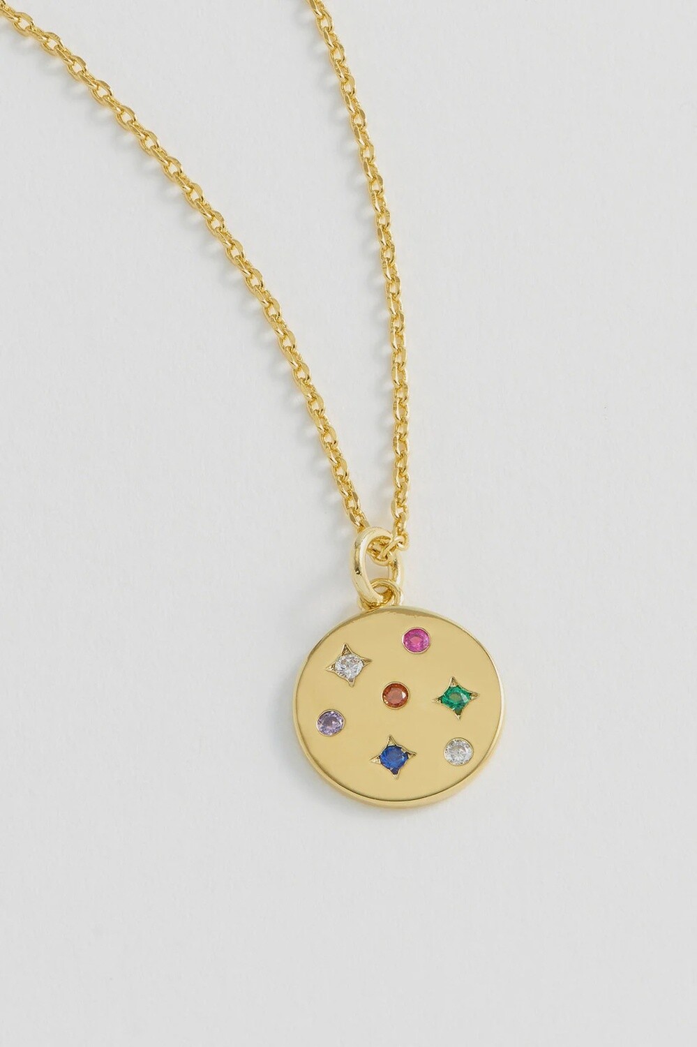 RAINBOW CZ COIN NECKLACE