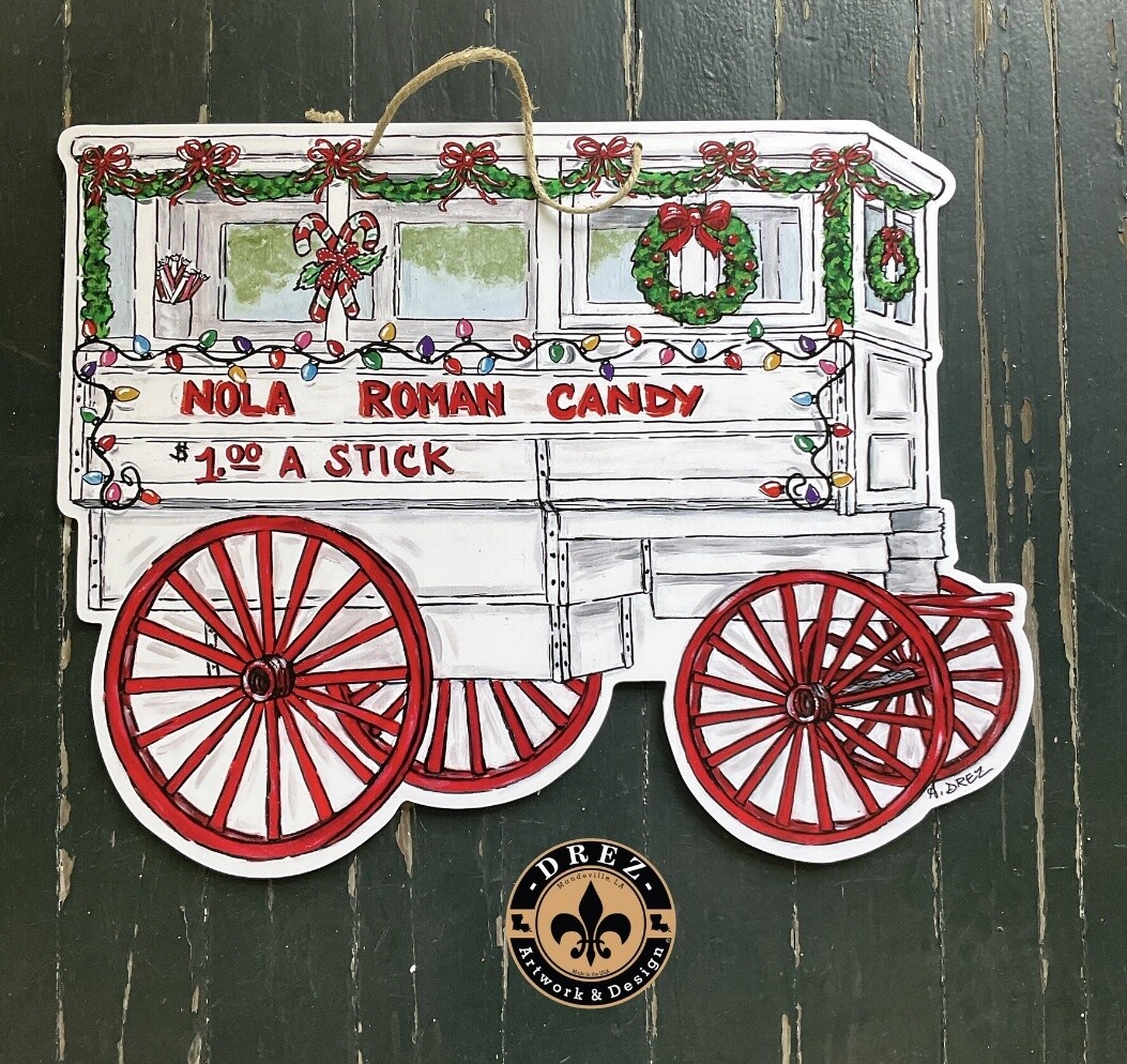 CANDY CART CHRISTMAS DOOR HANGER