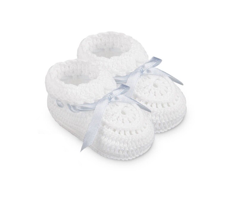 HAND CROCHET RIBBON BOOTIES NEWBORN