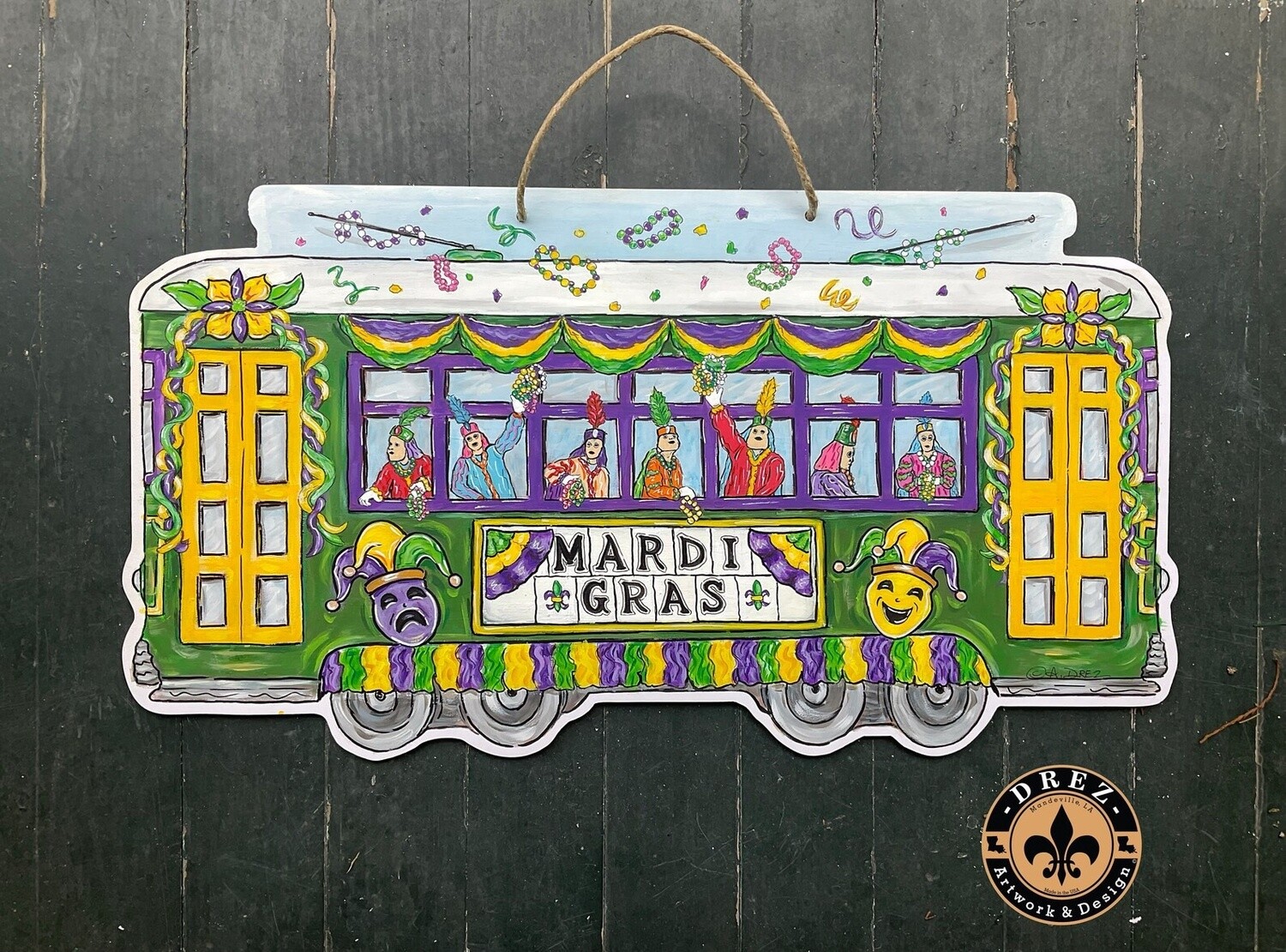 STREETCAR MARDI GRAS DOOR HANGER