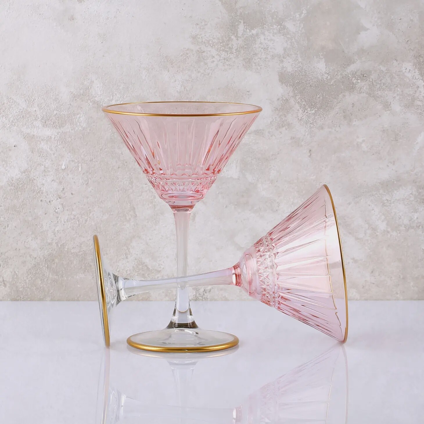 VINTAGE COLORED MARTINI GLASS- PINK