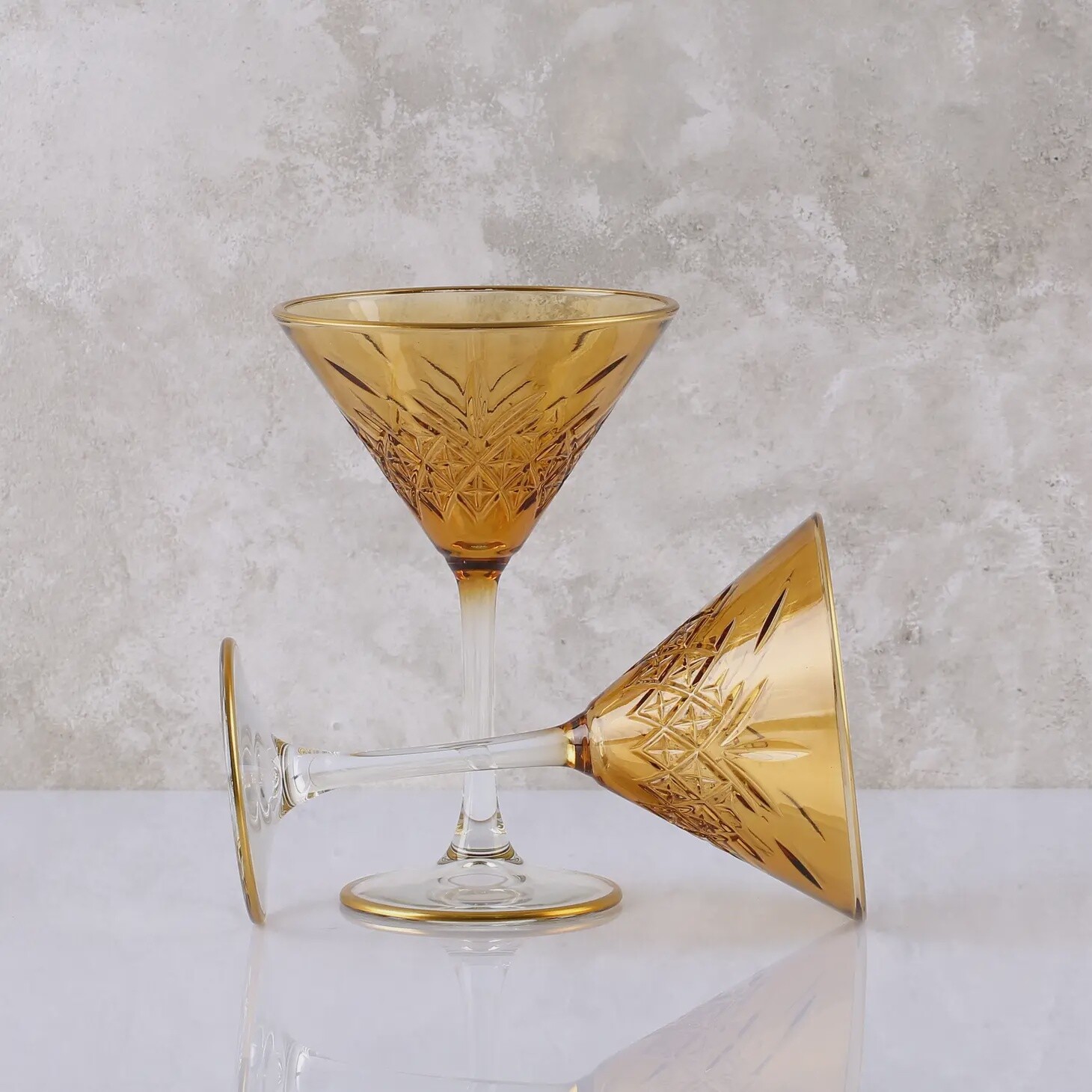 VINTAGE AMBER MARTINI GLASS
