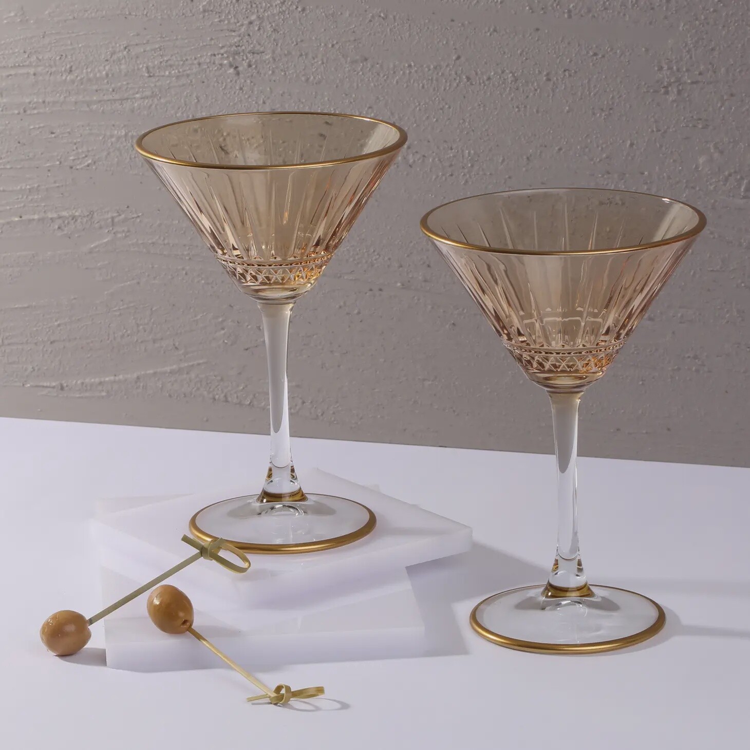 VINTAGE LIGHT AMBER MARTINI GLASS