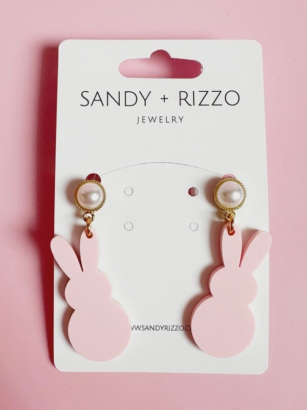 PEARL TOP PINK MATTE BUNNY EARRING