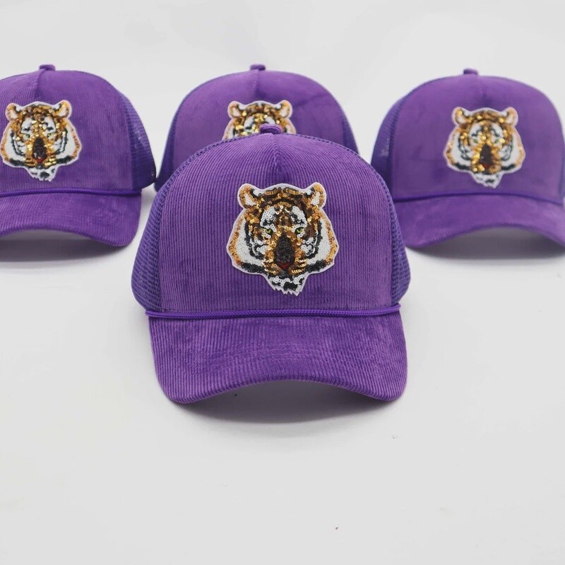 PURPLE CORDUROY TIGER HAT