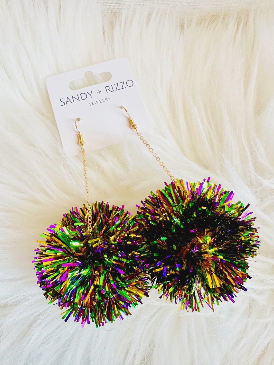 MARDI GRAS POM POM DANGLE