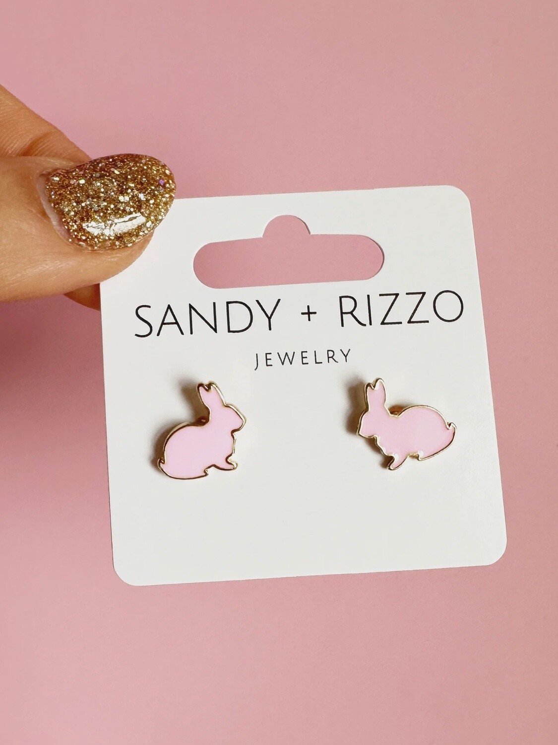 PINK BUNNY ENAMEL STUD