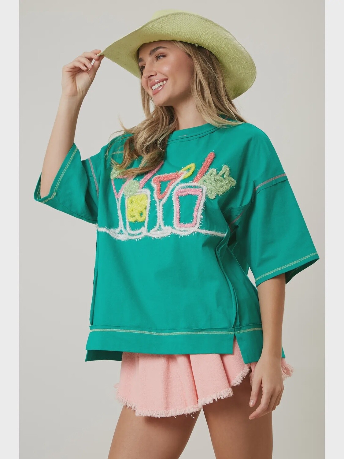 MARTINI &amp; DRINKS EMBROIDERY T-SHIRT