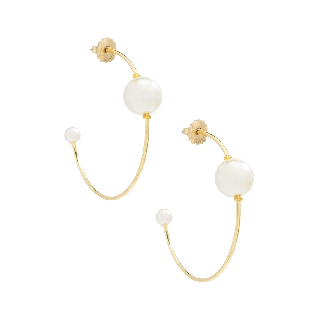 DOUBLE PEARL HOOP EARRING