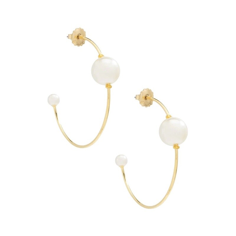 DOUBLE PEARL HOOP EARRING