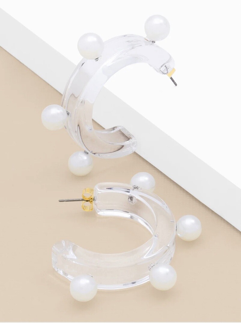 CLEAR LUCITE PEARL HOOP