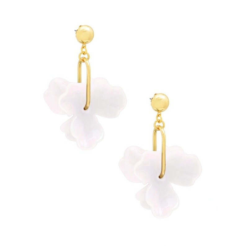 IRIDESCENT 3-PETAL DROP EARRING