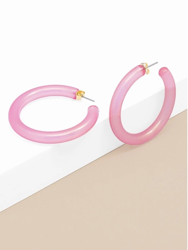 LUCITE SHIMMER HOOP EARRING