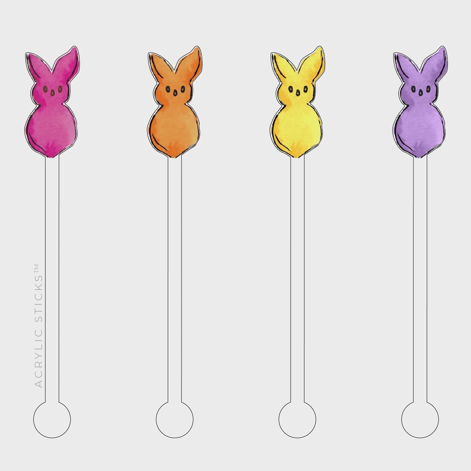 BUNNY MARSHMALLOWS ACRYLIC STIR STICKS COMBO