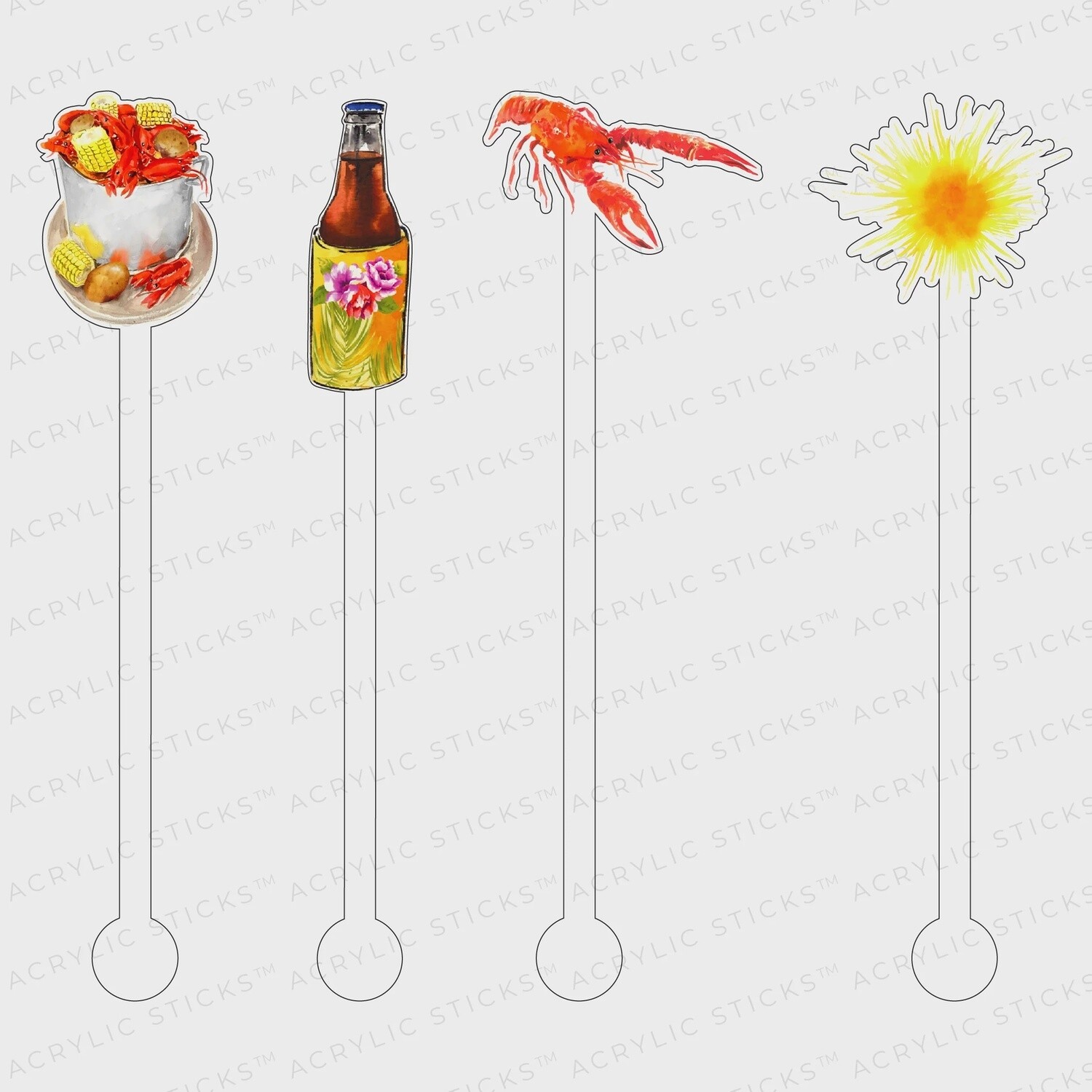 SUMMER CRAWFISH BOIL ACRYLIC STIR STICKS COMBO