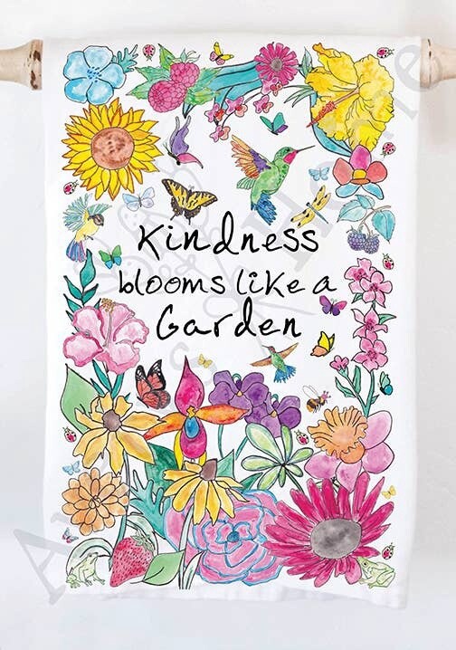 KINDNESS &amp; FLOWER SPRING GARDEN KITCHEN TOWEL