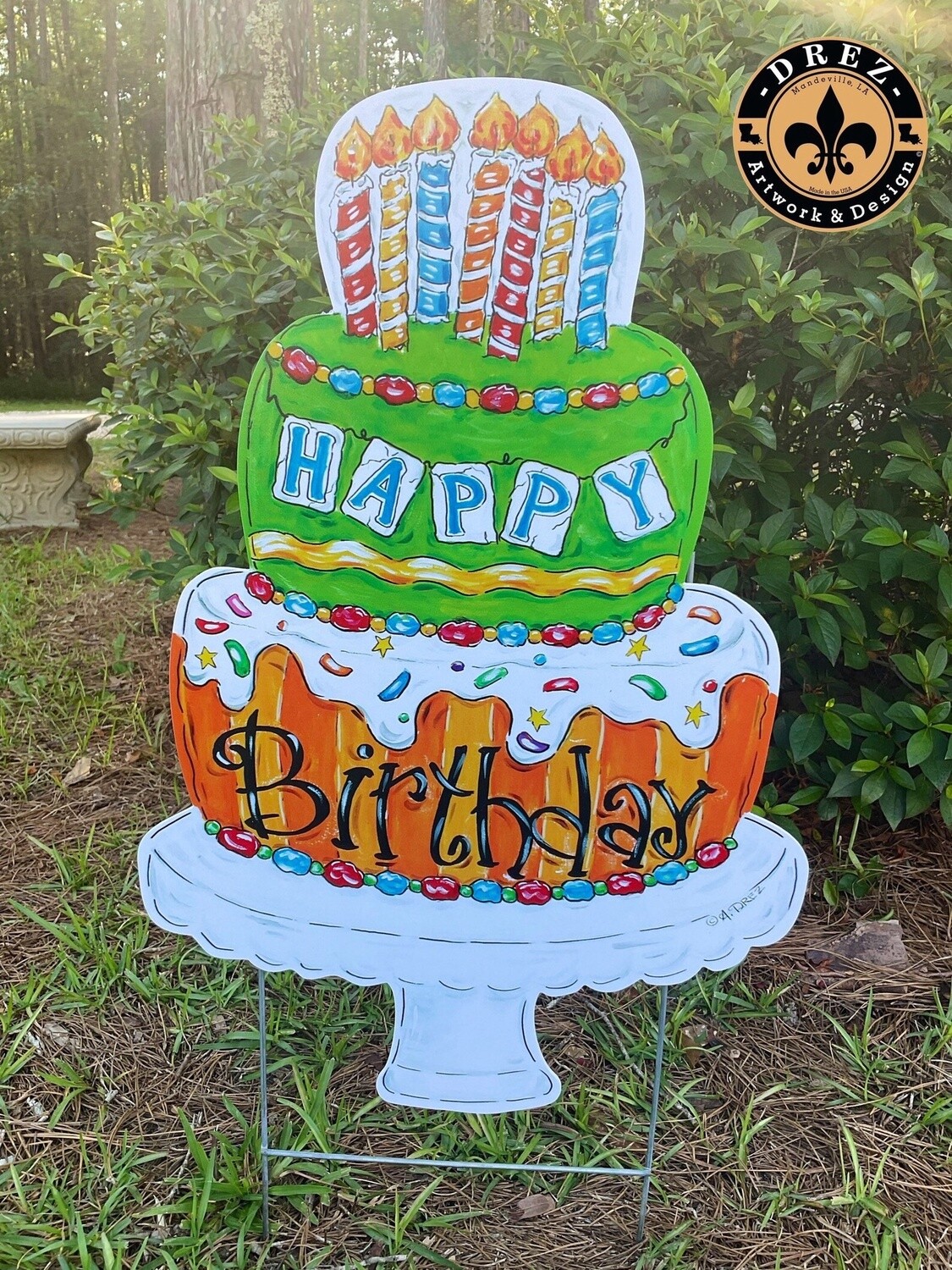 BIRTHDAY CAKE YARD STAKE