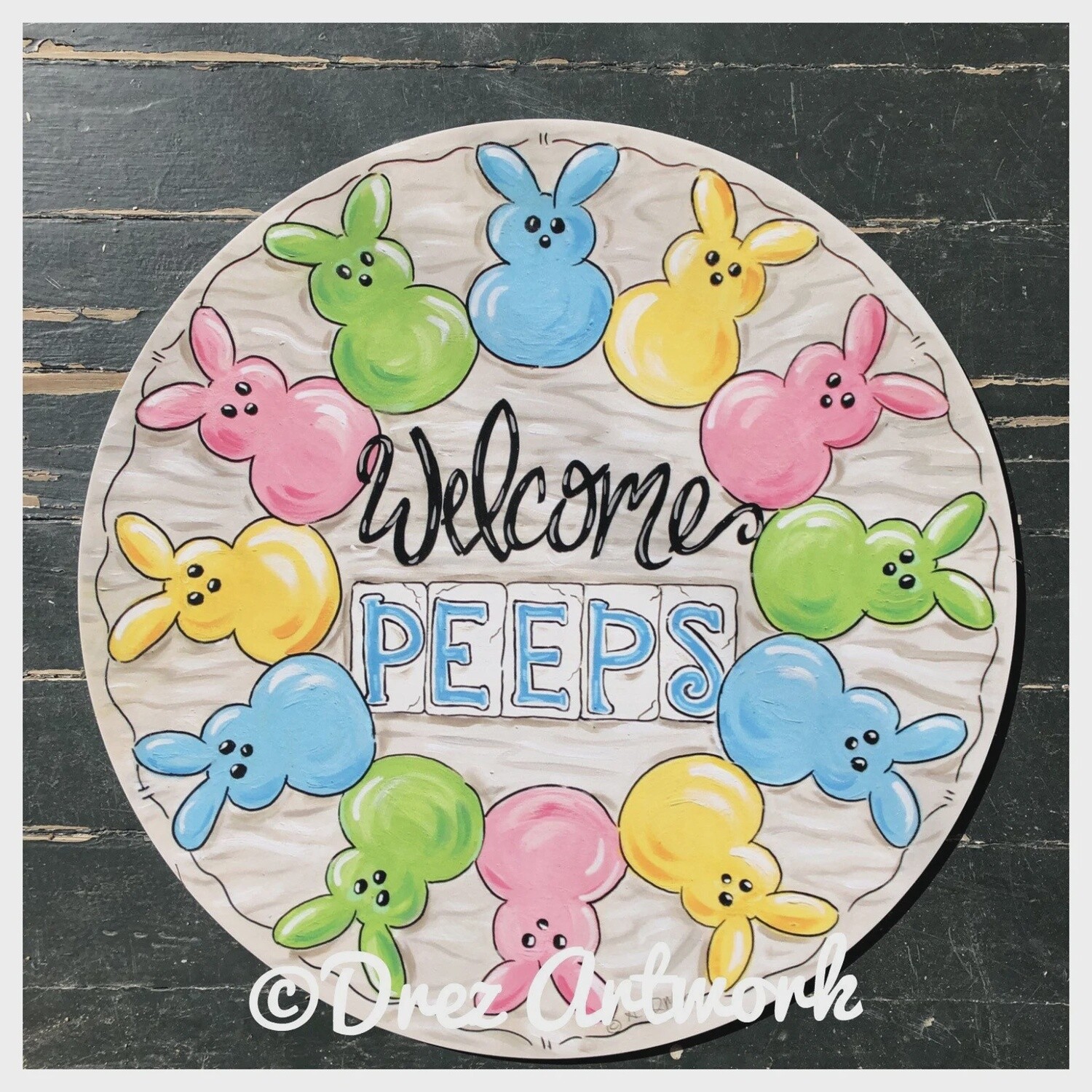 EASTER PEEPS CIRCLE DOOR HANGER