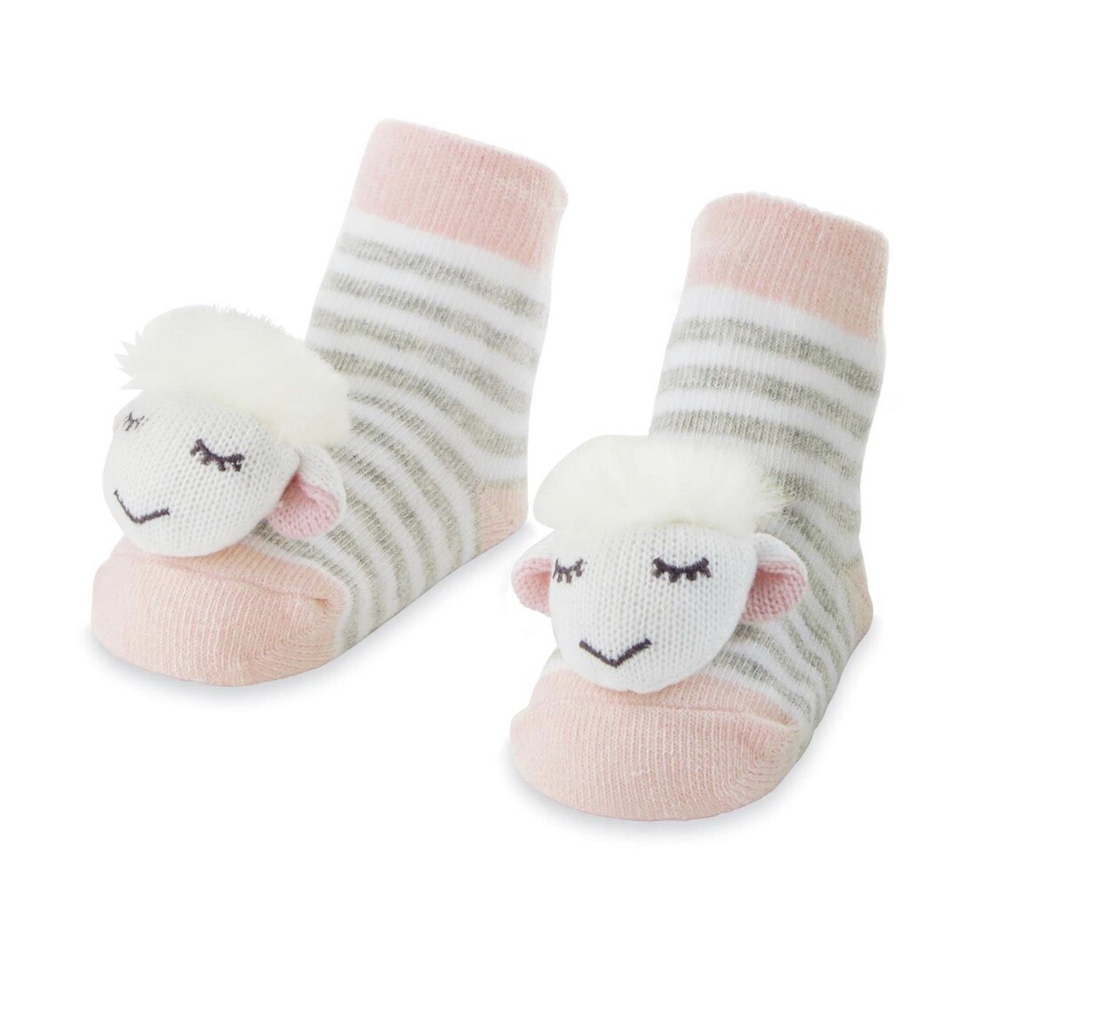 PINK SHEEP RATTLE TOE SOCKS
