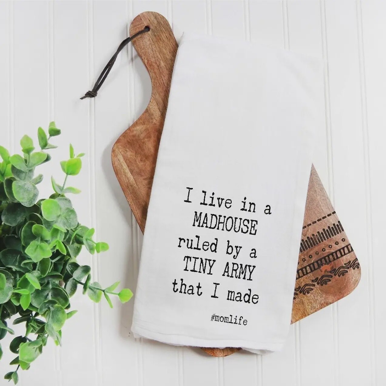 I LIVE IN A MADHOUSE TEA TOWEL