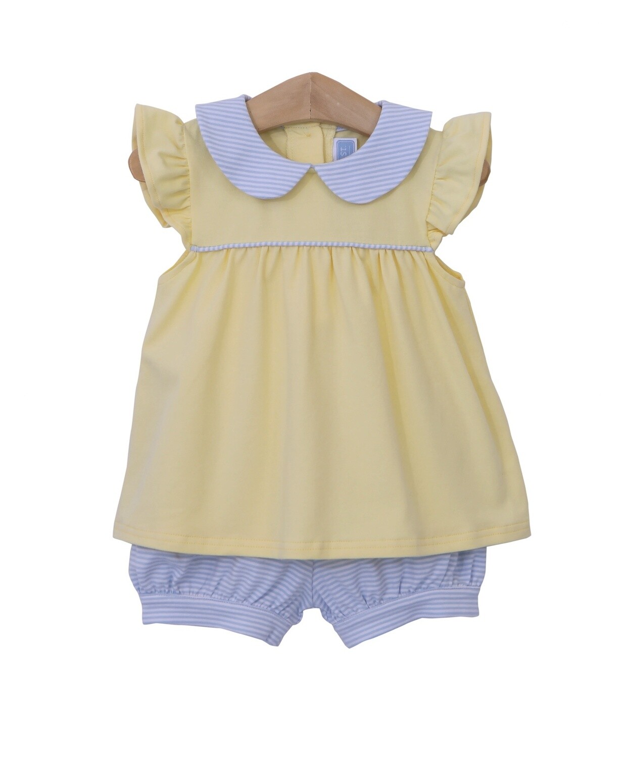 GENEVIEVE BLOOMER SET- LIGHT BLUE STRIPE &amp; YELLOW