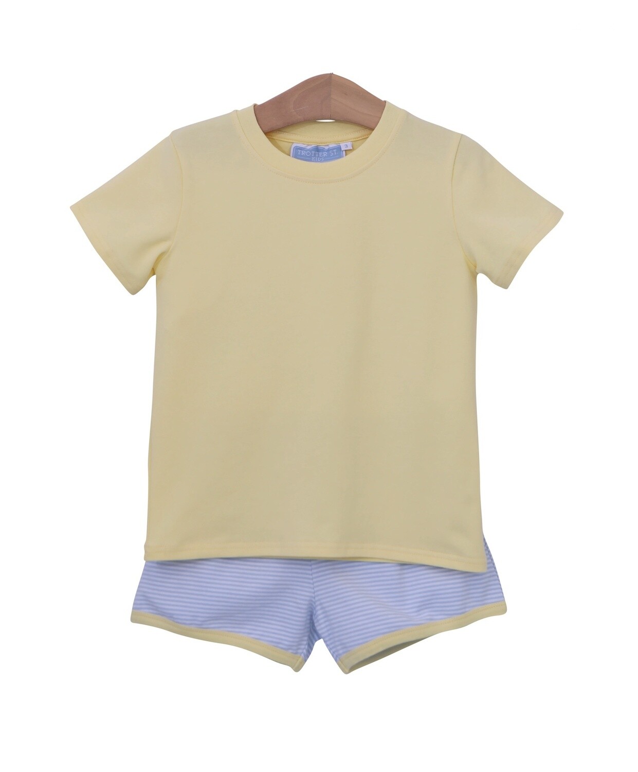 THOMAS SHORT SET-LIGHT BLUE STRIPE &amp; YELLOW