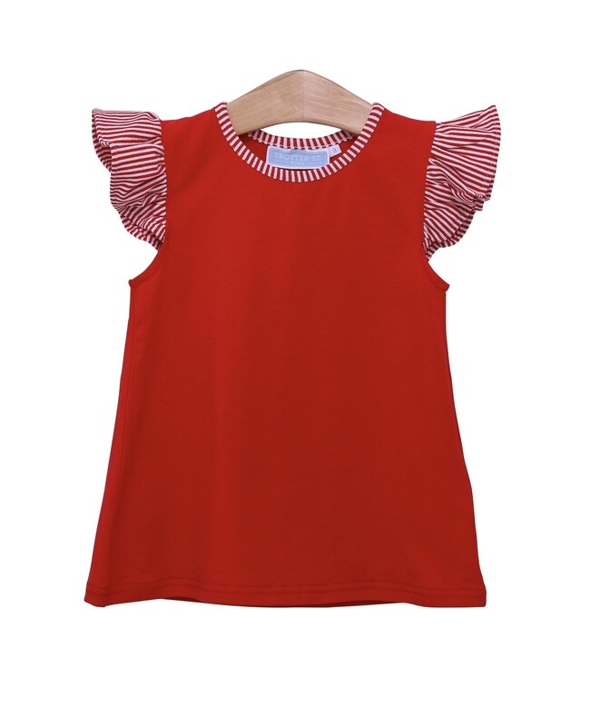 RED VIVIAN FLUTTER TOP