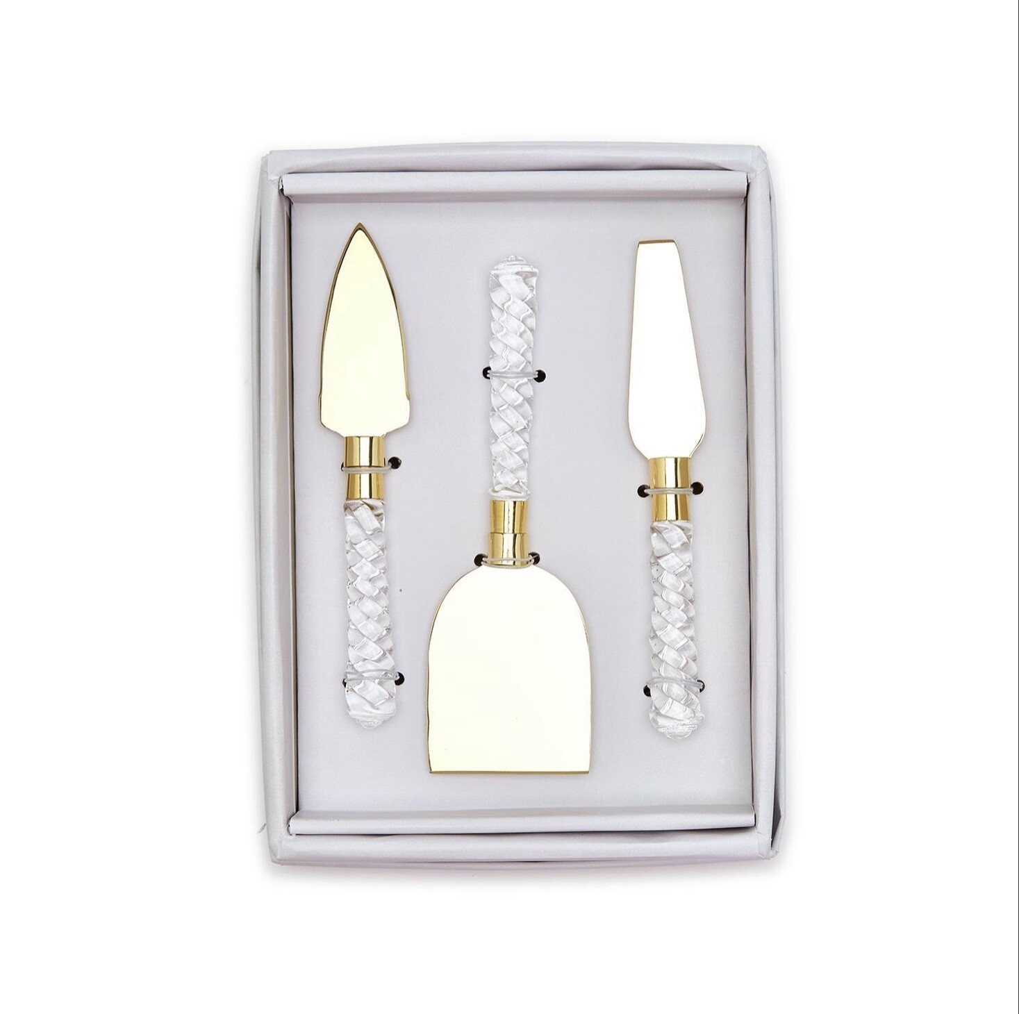 CRYSTAL CLEAR SET OF 3 CHEESE KNIVES