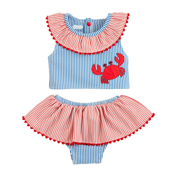 SEERSUCKER 2PC CRAB SWIMSUIT