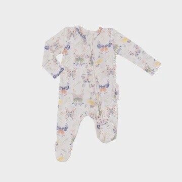BOTANY BUTTERFLIES 2-WAY RUFFLE ZIPPER FOOTIE