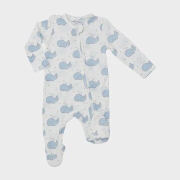 BUBBLY WHALE BLUE 2-WAY ZIPPER FOOTIE