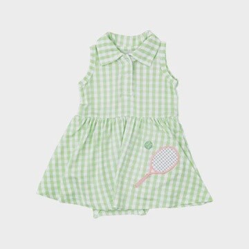 MINI GINGHAM GREEN TENNIS TANK BODYSUIT DRESS