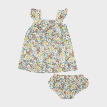 GOLDEN PEONY FLORAL SUNDRESS &amp; DIAPER COVER