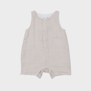 OATMEAL SOLID MUSLIN SHORTIE ROMPER