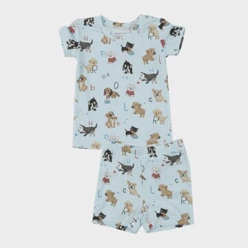 BLUE PUPPY ALPHABET SHORT LOUNGE WEAR SET
