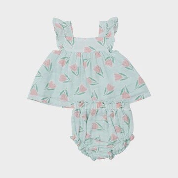 TULIPS BUTTERFLY SLEEVE PINAFORE &amp; HIGH WAISTED DIAPER COVER