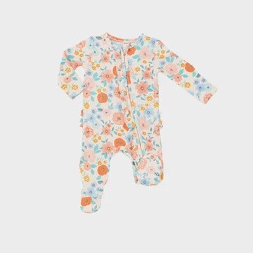 FLOWER CART 2-WAY RUFFLE ZIPPER FOOTIE