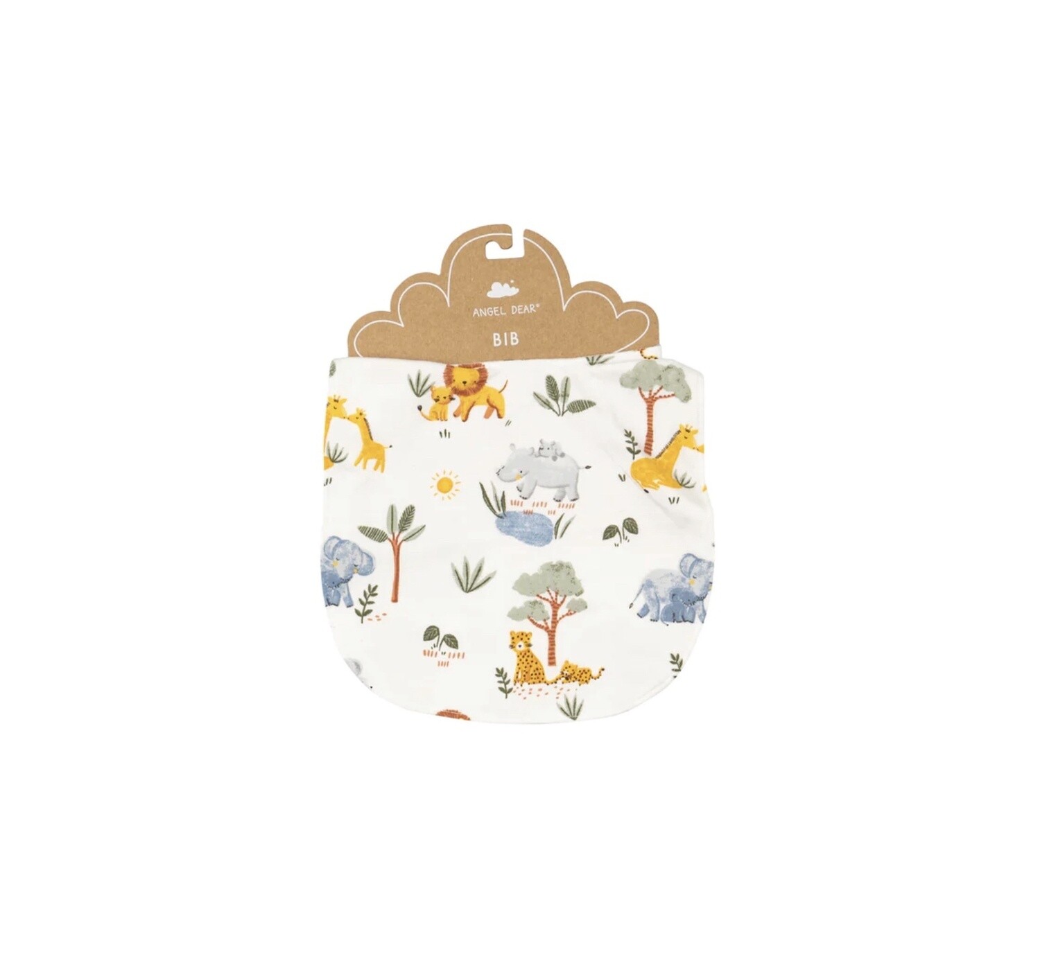 PAINTED SAFARI ANIMALS FEEDING BIB