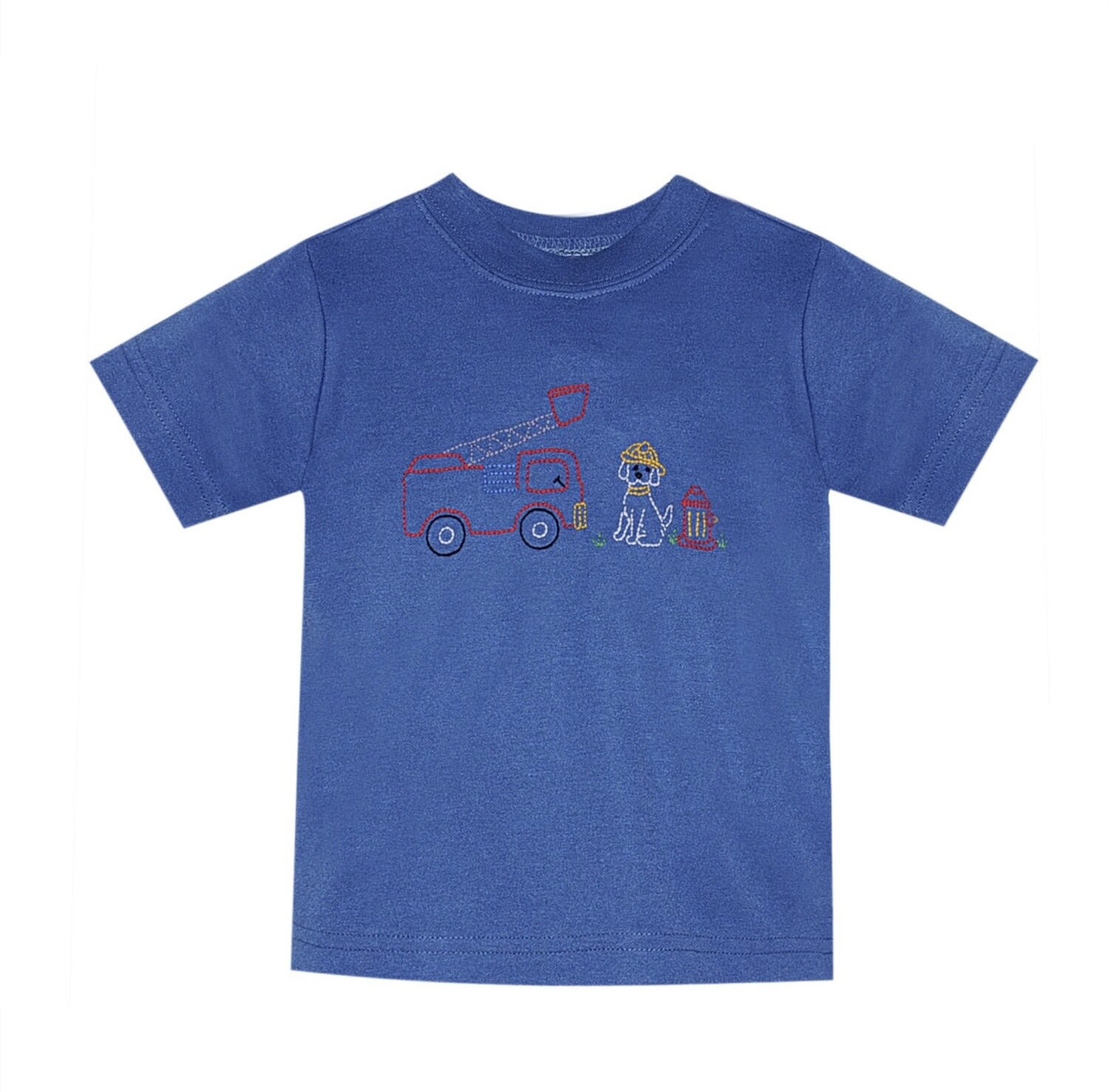 HOUSTON BLUE DOG W/ FIRETRUCK SHIRT
