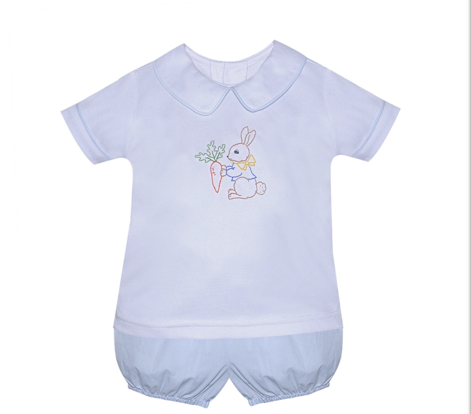 MADISON BOY SHORT SET- WHITE&amp;BLUE PETER COTTON TAIL
