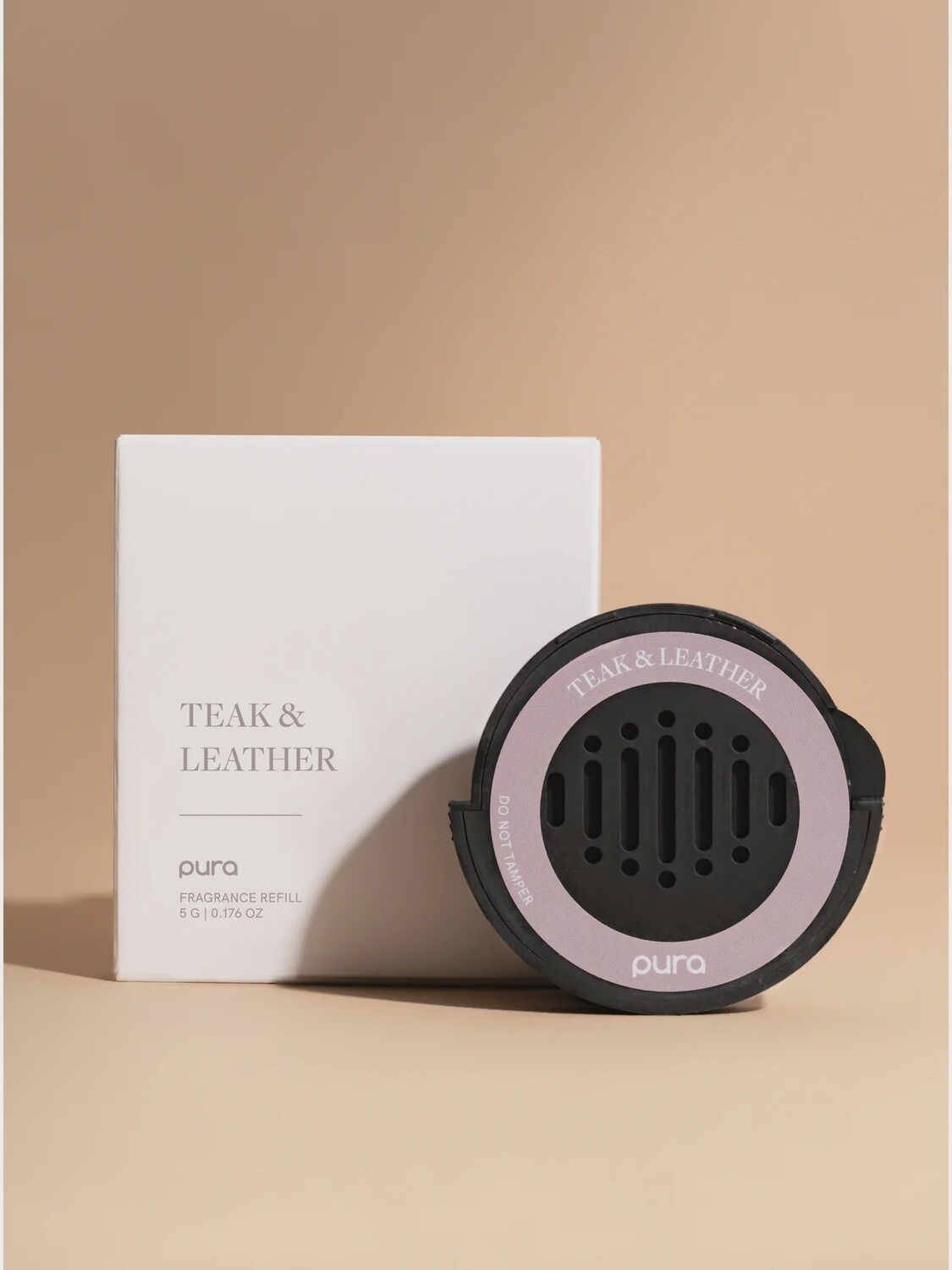 PURA FRAGRANCE CAR REFILL- TEAK &amp; LEATHER