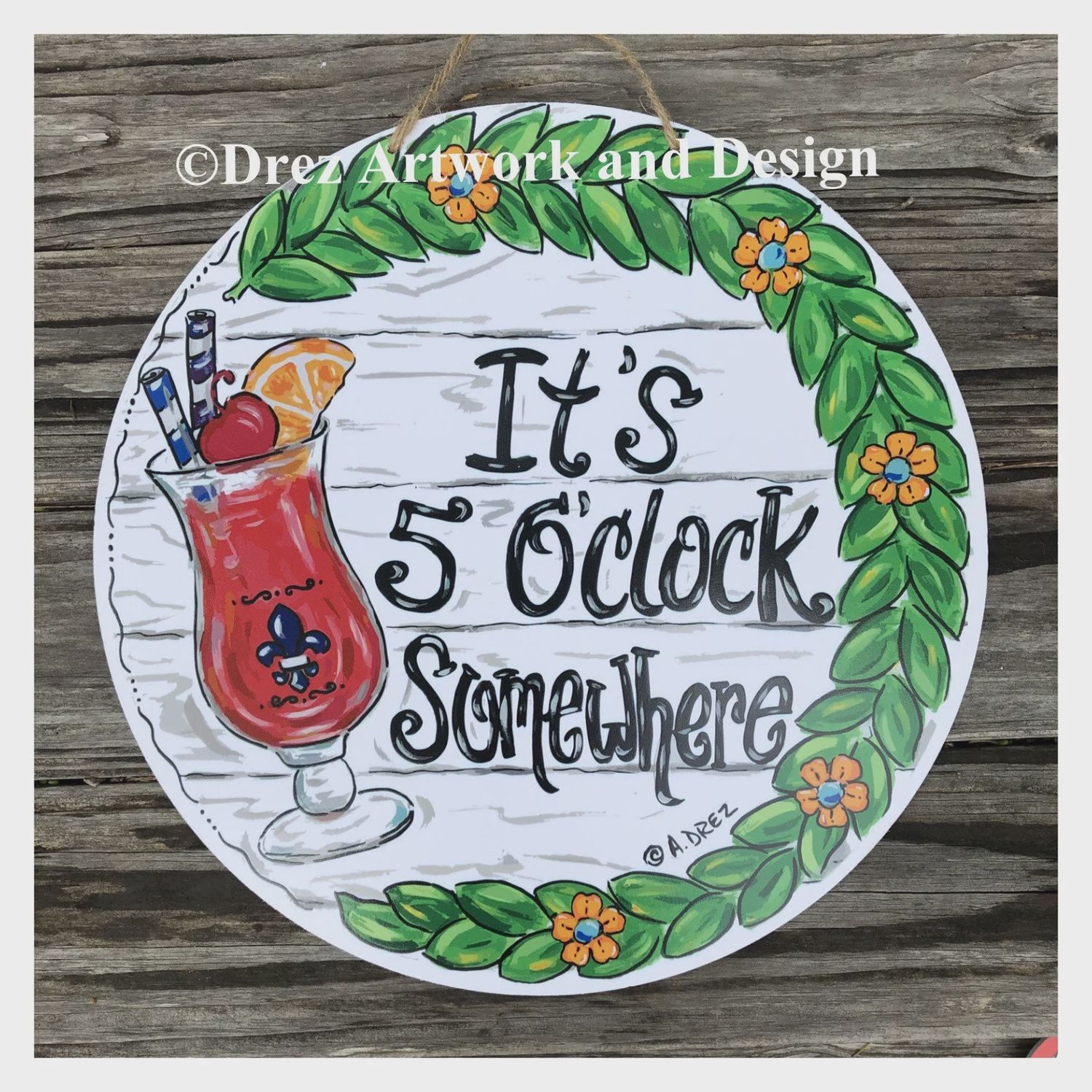 5 O&#39;CLOCK SOMEWHERE DOOR HANGER