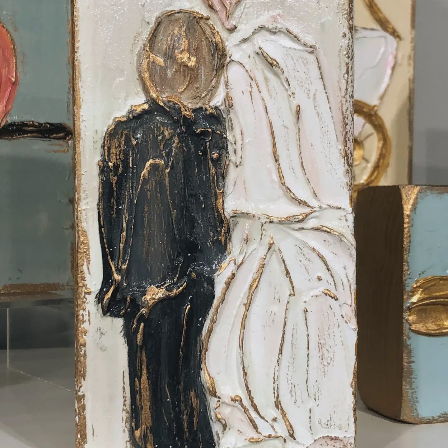 BRIDE &amp; GROOM WEDDING WOOD BLOCK