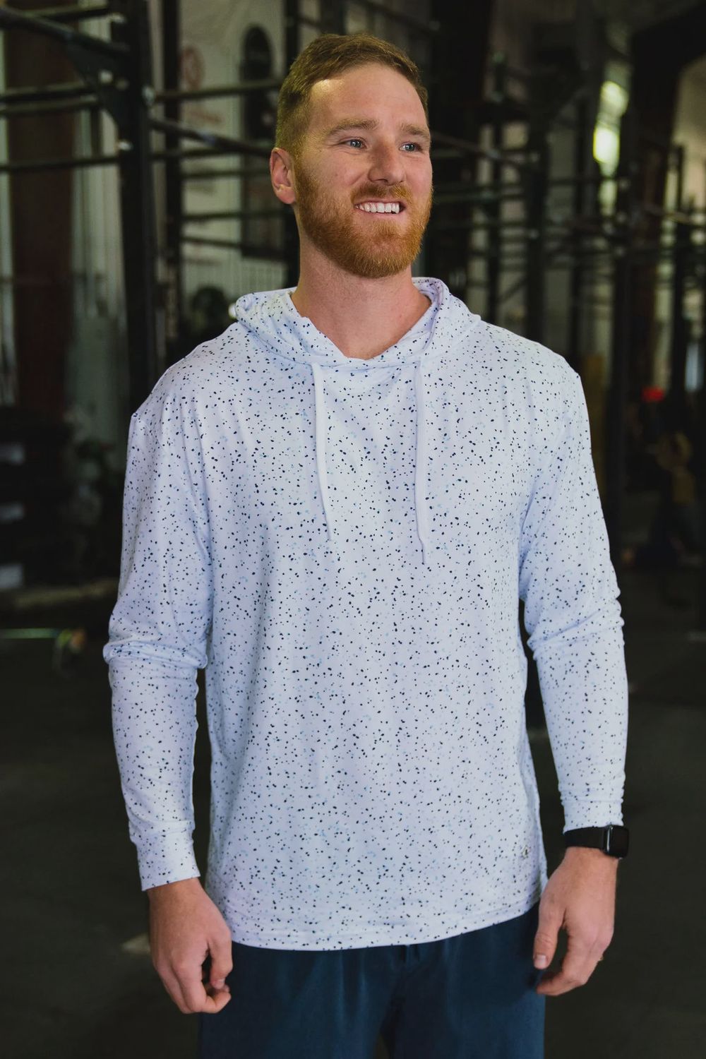 WHITE SPECKLED PERFORMANCE HOODIE